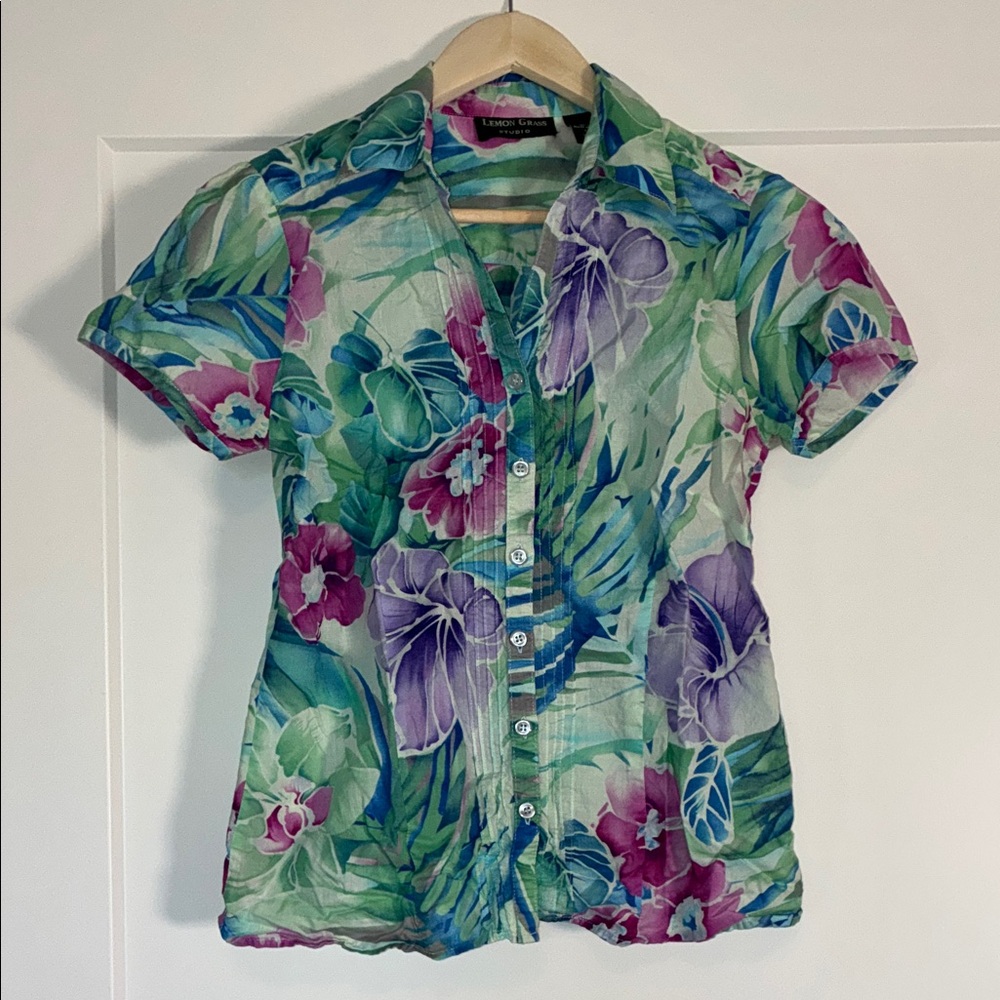 Tropical Floral Button Down Shirt